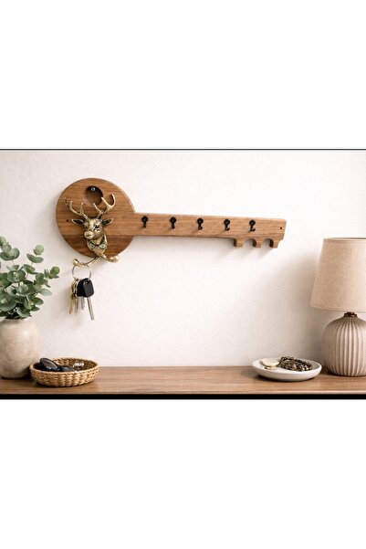 WoodBay Κρεμάστρα κλειδιών από ξύλο καρυδιάς με κεφάλι ελαφιού |   Ορειχάλκιν...