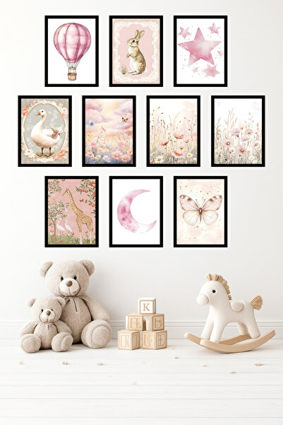 UNT Σετ 10 τεμαχίων με εμφάνιση πλαισίου σε παστέλ, κουνέλι, μπαλόνι, λουλούδ...