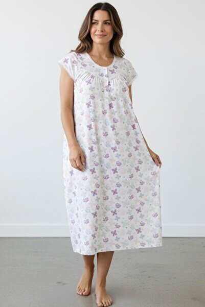 Nitesheys Κοντό μανίκι 100% βαμβακερό χτενισμένο βαμβακερό νυχτικό, Νοσοκομεί...