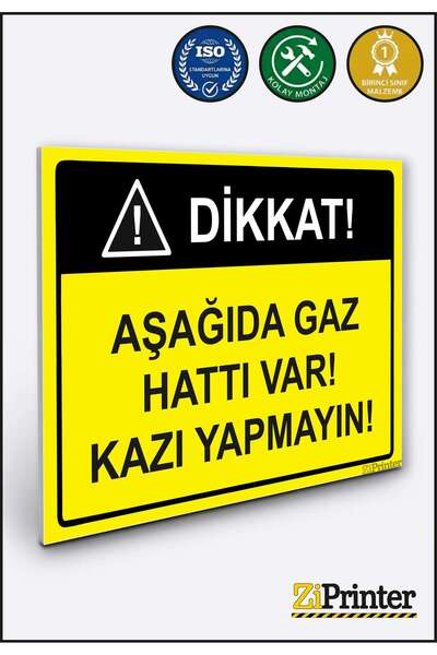 ZiPrinter انتبه! هناك خط غاز! لا تقم بالحفريات! لافتة تحذير ديكاتا 25x35 سم
