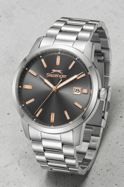 Slazenger Steel Cord, Steel Case Men's Wristwatch Bracelet Gift Silver-Smoke ...