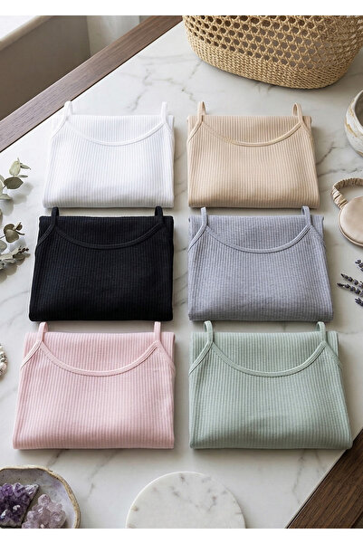 Loule Γυναικείο Σετ 6 τεμαχίων με λουράκια από 95% βαμβακερό νήμα και ριμπ εσ...