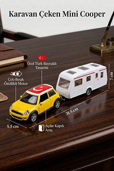 craftivio Mini Cooper Karavanlı Oyuncak Araba Seti - Türk Bayraklı Çek Bırak ...