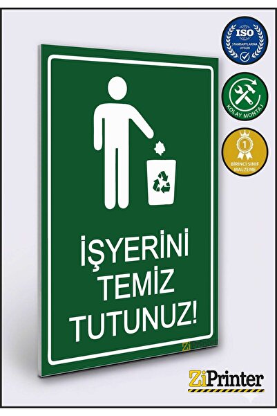 ZiPrinter حافظ على مكان العمل نظيفًا! لافتة تحذير isg ديكوتا 15x20 سم