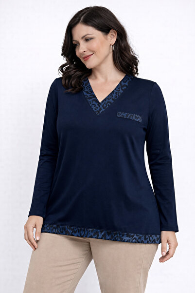 Mutlu City Women's Middle Age and Above V-Neck Patterned Mother Combed Cotton...