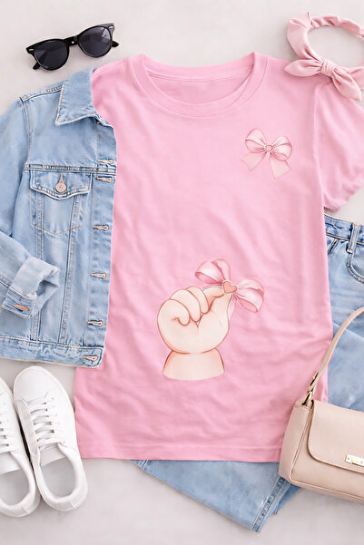 ArtYus Μικρό μπλουζάκι εγκυμοσύνης με στάμπα χεριών και κορδέλας – Άνετο και ...