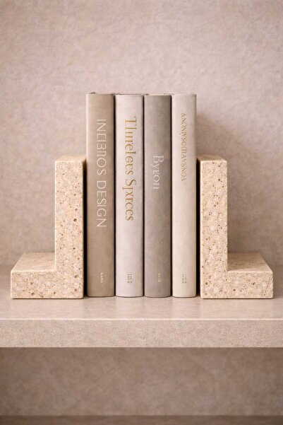 Marbello Σετ 2 θήκες βιβλίων από τραβερτίνη και μάρμαρο – Ελάχιστου μεγέθους L