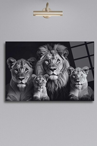 HMDS CONCEPT Οικογένεια Λιονταριών, Ασπρόμαυρο Οριζόντιο Γυάλινο Τραπέζι 464