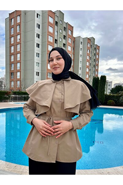 Taba Yaka Detaylı Pelerin Tunik Gömlek