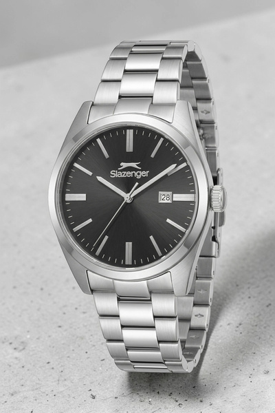 Slazenger Steel Cord, Steel Case Men's Wristwatch Bracelet Gift Silver-Black ...