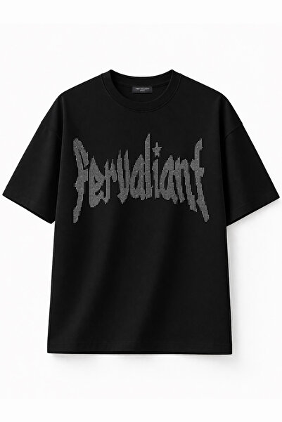 Fer Valiant Tricou unisex din bumbac premium, supradimensionat, cu imprimeu s...