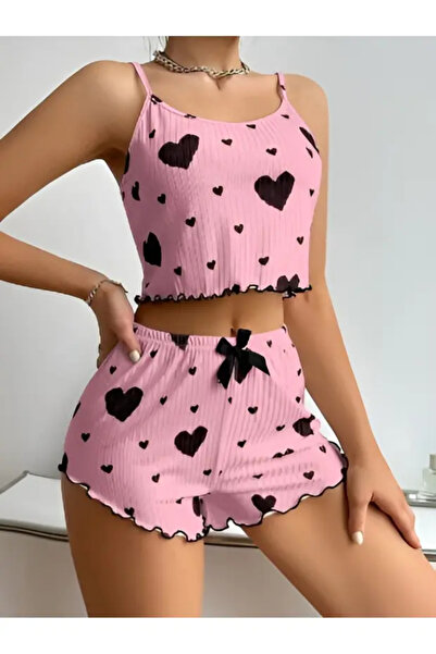 Bleu Petite Γυναικείο σετ πιτζάμες από χτενισμένο βαμβάκι με σχέδιο καρδιές κ...