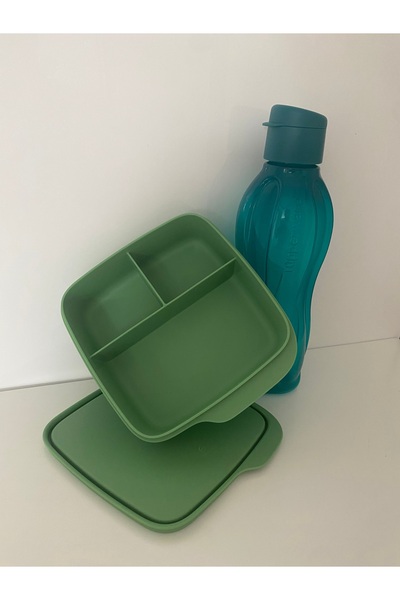 Tupperware Heran yanımda set doga eco şişe 750ml gizemli yeşil bölmeli beslen...