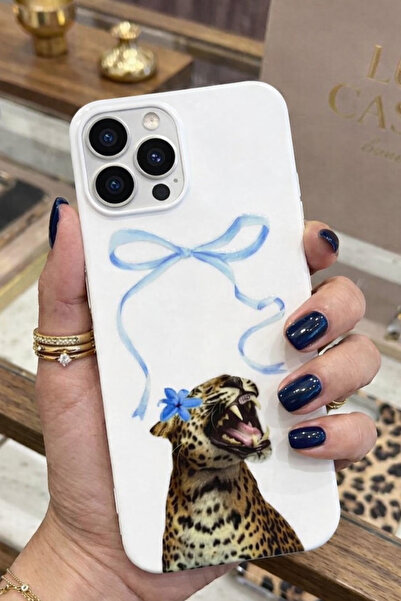 OVADA İphone 13 Pro Max Uyumlu Kurdele Ve Leopar Desenli Telefon Kılıfı