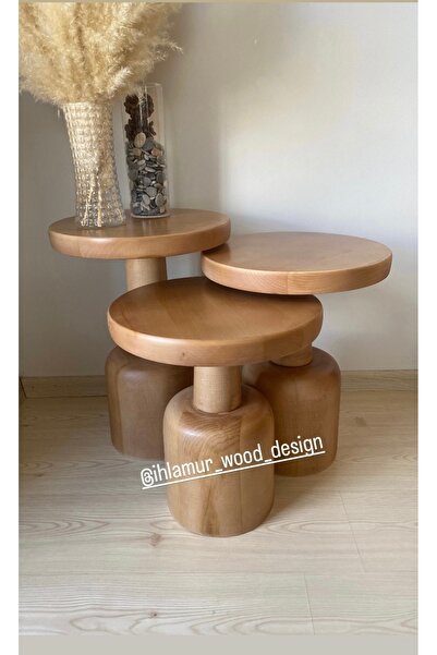 IHLAMUR WOOD DESİGN Mantar sehpa(Vernikli oluksuz)