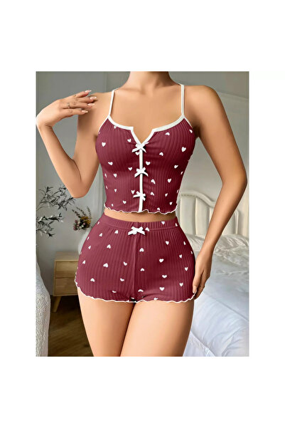 Bleu Petite Σετ πιτζάμες με λεπτομέρεια κορδέλας με σχέδιο καρδιάς, από χτενι...