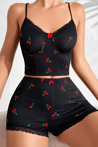 Bleu Petite Γυναικείο σετ πιτζάμες από χτενισμένο βαμβάκι με σχέδιο κεράσια κ...