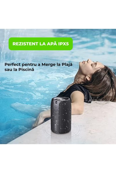 TRUE MARK - Boxă Bluetooth ZEALOT S32, Subwoofer 5W, Wireless, IPX5, Radio FM, TWS, 1800mAh, Negru