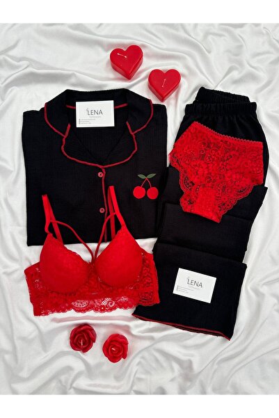 Lena Homewears Γυναικείο Σετ Πιτζάμες με Σχέδια, Κοντομάνικο και Εσώρουχα