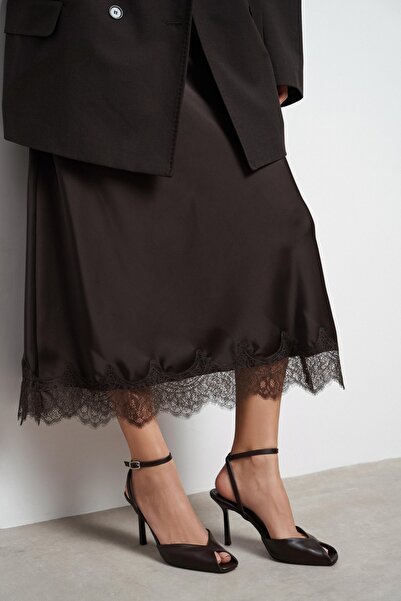 NİŞANTAŞI SHOES Γυναικεία παπούτσια Velora καφέ ματ με τετράγωνη μύτη, ανοιχτ...