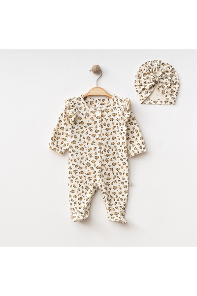 O Baby Boneli Leopard Pattern Baby Girl Jumpsuit