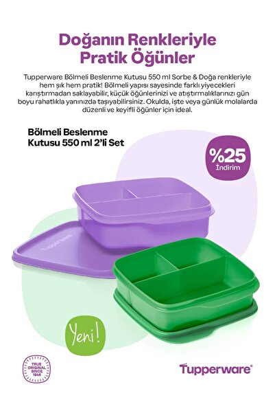 Tupperware Bölmeli beslenme kutusu 550ml 2li set