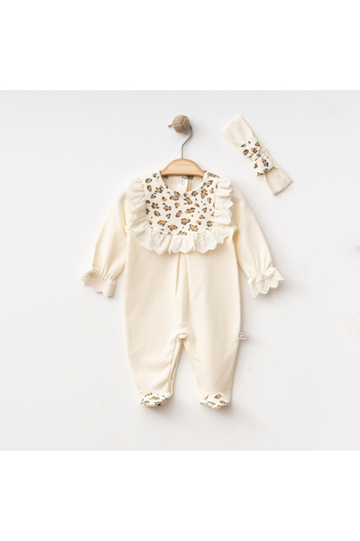 O Baby Scalloped Leopard Baby Girl Jumpsuit