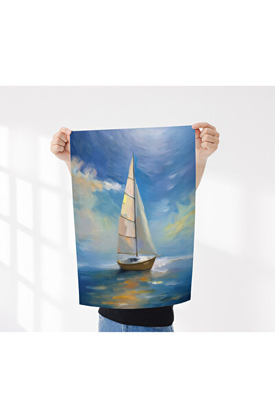 Minimal Yelkenli Poster– Modern Deniz ve Yelkenli Temalı Soyut Çerçevesiz Poster - Duvar Dekoru