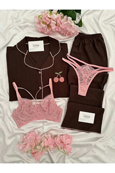 Lena Homewears Γυναικείο Σετ Πιτζάμες με Σχέδια, Κοντομάνικο και Εσώρουχα