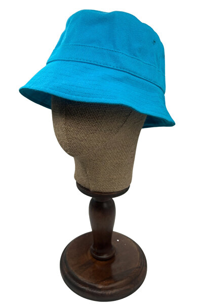 Sofist İstanbul Μπλε βαμβακερό καπέλο bucket, Καλοκαιρινό μονόχρωμο καπέλο bu...