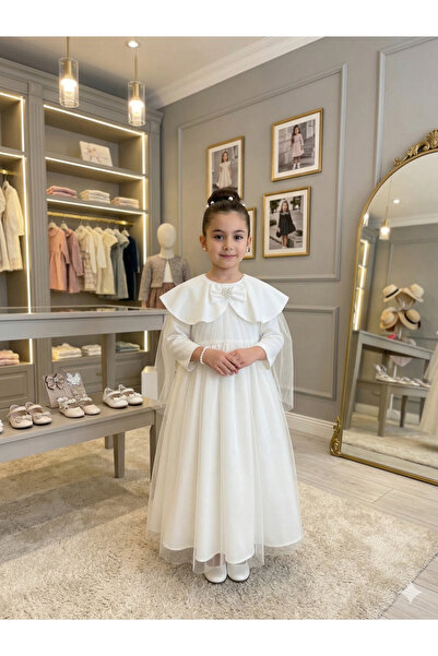 Sare Çocuk Giyim Beyaz Mihrimah Pelerinli Kız Çocuk Tam Boy Kuran Kursu Meras...