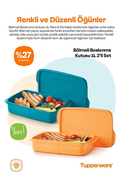 Tupperware Bölmeli beslenme kutusu 1L 2li