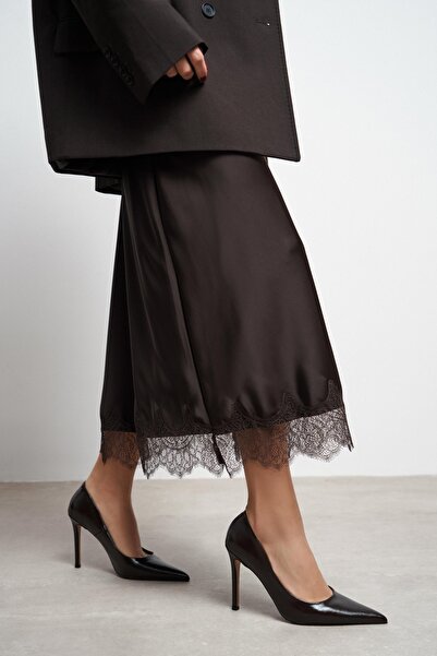 NİŞANTAŞI SHOES Lunara Kahve Rustik Desenli Sivri Burun Kadın Stiletto