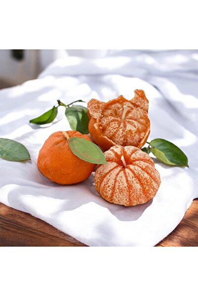CEYASTERİA 🍊 3’lü Mandalina Mum Seti – El Yapımı Doğal Tasarım 🍊