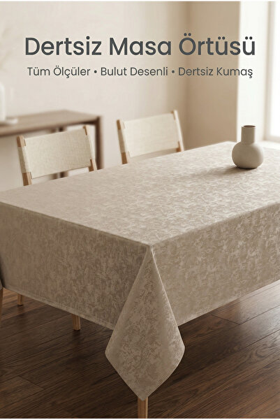 atak by atak home collection Dertsiz Leke Tutmaz Masa Örtüsü - Dokuma Bulut D...