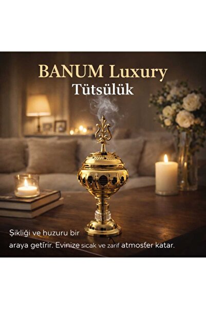Banum Luxury Lüks Çelik Altın Tonlu Tütsülük