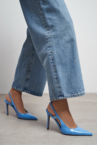 NİŞANTAŞI SHOES Γυναικεία παπούτσια με τακούνι Ladonia Baby Blue λουστρίνι με...