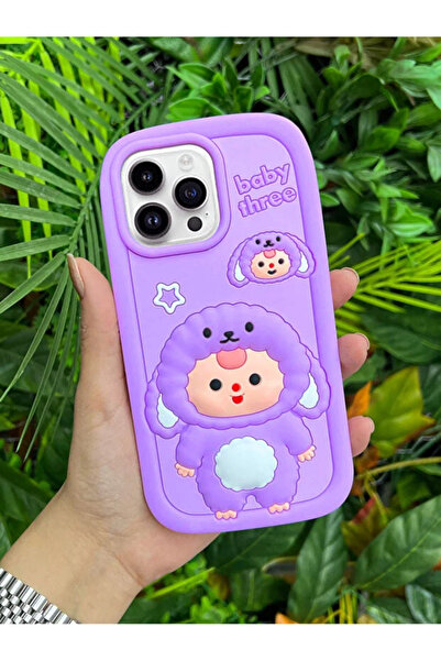 OSG iPhone 13 Pro Max Uyumlu Darbe Emici Yumuşak Dokulu 3d Tatlı Koyun Desenl...
