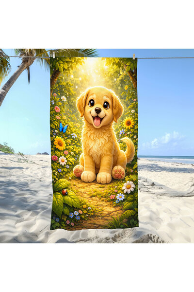 Piloji Dog Patterned Digital Printed Beach Towel - Cute Animal Sea Towel 75X1...