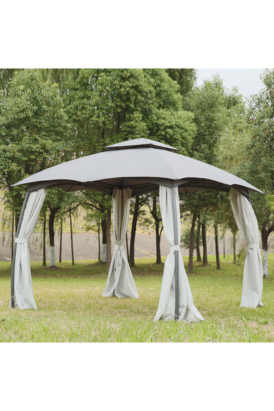 ENLIS 300x300 cm Metal Çardak Çadırı Bahçe Pergola Perdeli Gölgelik