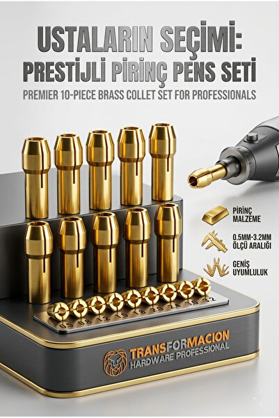 Transformacion Henrik Brandt Serisi | 10'lu Pirinç Hassas Pens Ucu Seti (0.5-...