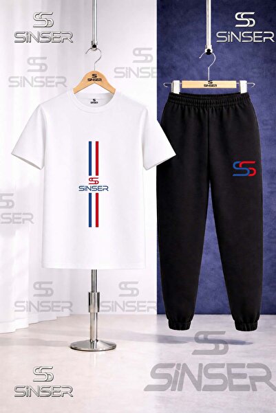 SS SİNSER طقم تي شيرت مطبوع بخطوط طويلة للأطفال من Dik IKI CIZ
