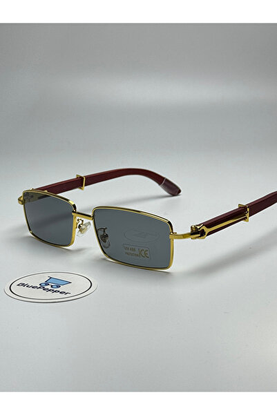 BluePepper Cartyy V13 Black Sunglasses Gold Frame with Wooden Detail 55 Addit...