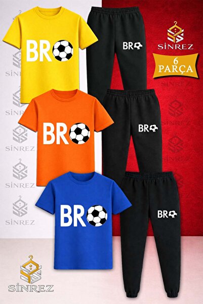 SİNREZ Children's Bro Top White Printed 3-Piece T-Shirt Tracksuit Set
