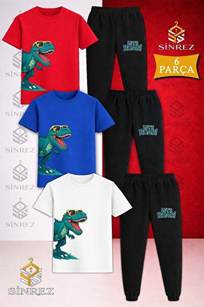 SİNREZ Set de trening pentru copii, 3 piese, cu imprimeu DINOZAVR, VERDE, cu ...