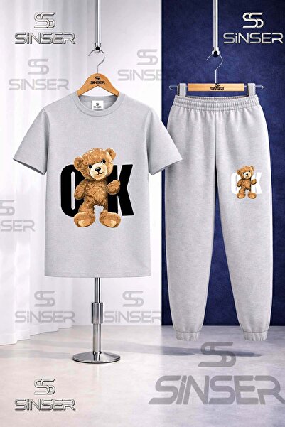 SS SİNSER Παιδικό Σετ Φόρμας με Μπλουζάκι με Στάμπα AYICIK OK SYH