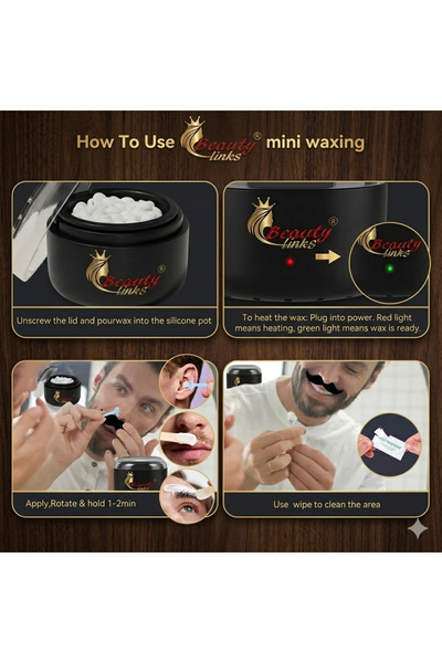beauty links مجموعة صغيرة لإزالة الشعر مع جهاز تسخين الشمع المحمول