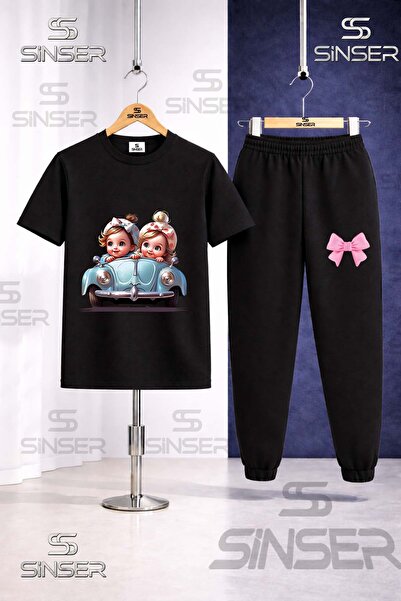 SS SİNSER Παιδικό Σετ Φόρμας με Στάμπα ARABA 2LI GIRL CUTE