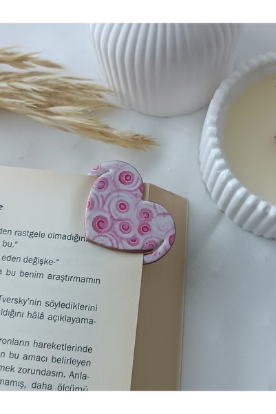 La fee aksesuar Bookmarks and Earrings Set of 2 Handmade Polymer Clay Heart P...