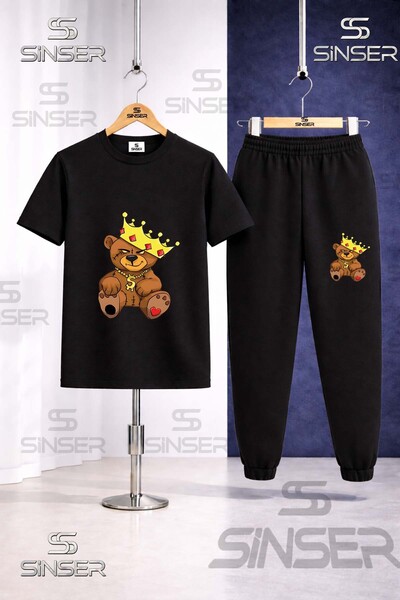 SS SİNSER Παιδικό Σετ Φόρμας με Στάμπα Αρκουδάκι και Κορώνα